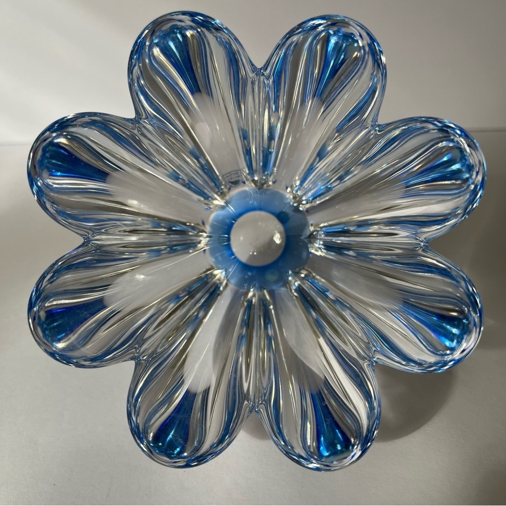 Orrefors Crystal Flower Tulip Bowl Blue